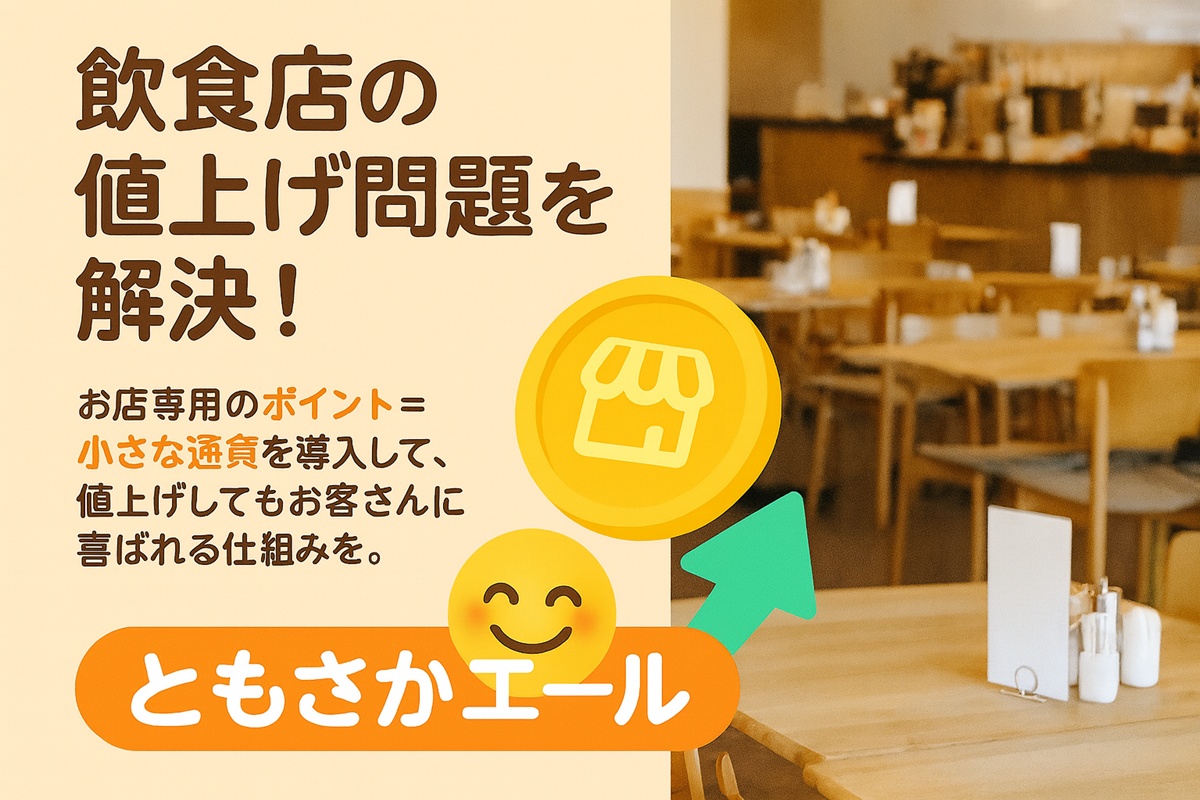 飲食店の値上げ問題を解決するともさかエールのイメージイラスト