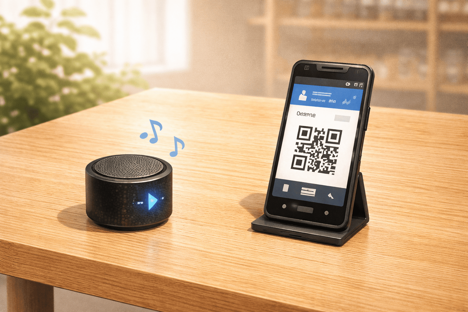 最低限の設備導入イメージ（スマホ1台＋スピーカー）