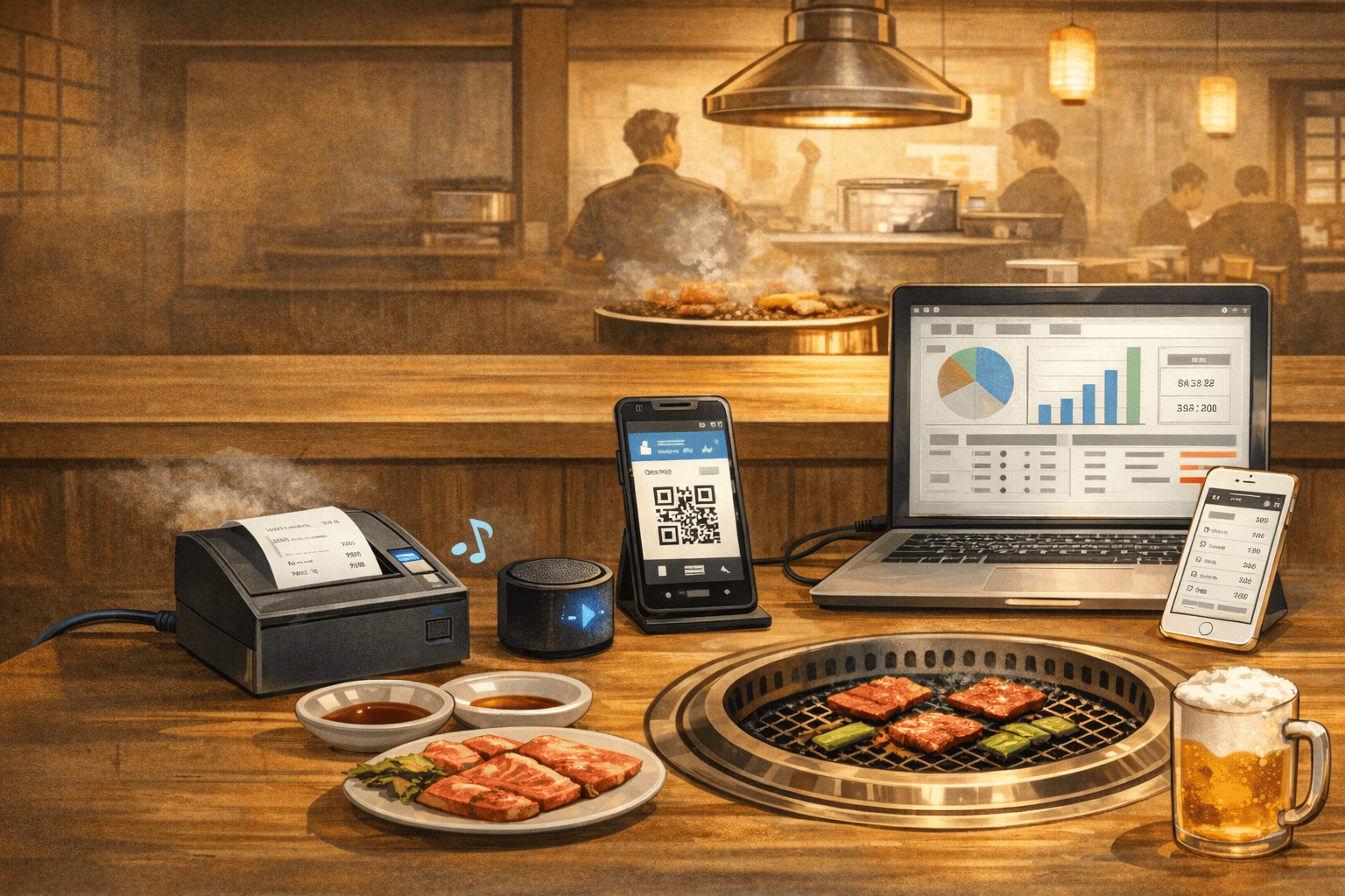 焼肉M店の設備導入イメージ（必要最小限＋安定運用）